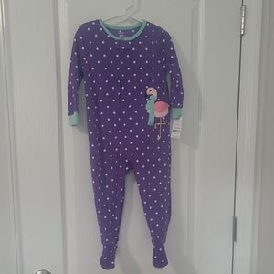 Carter's Purple Polka Dot Fleece Footie Pajamas with Flamingo